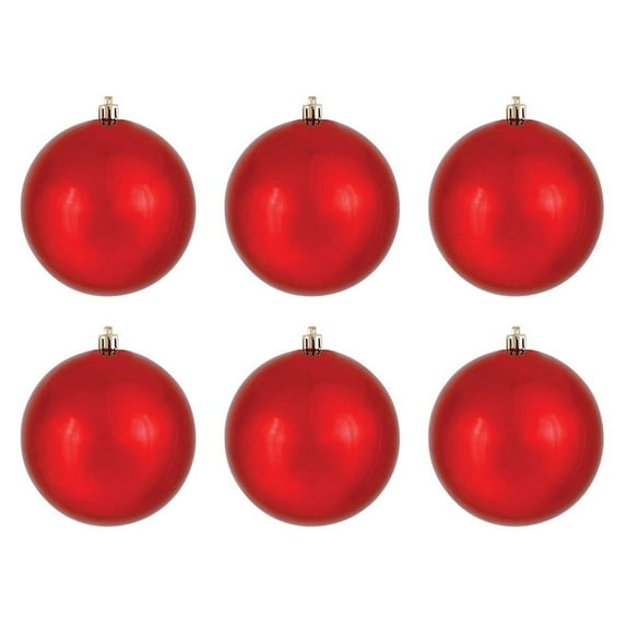 3 Inch Large Christmas Ornaments 6PCS Christmas Tree Ornaments Set, Shatterproof Ornaments Hanging Shatterproof Plastic Decorative Baubles for Xmas Tree Party Decoration,Red,6 Pcs,3.1",8cm