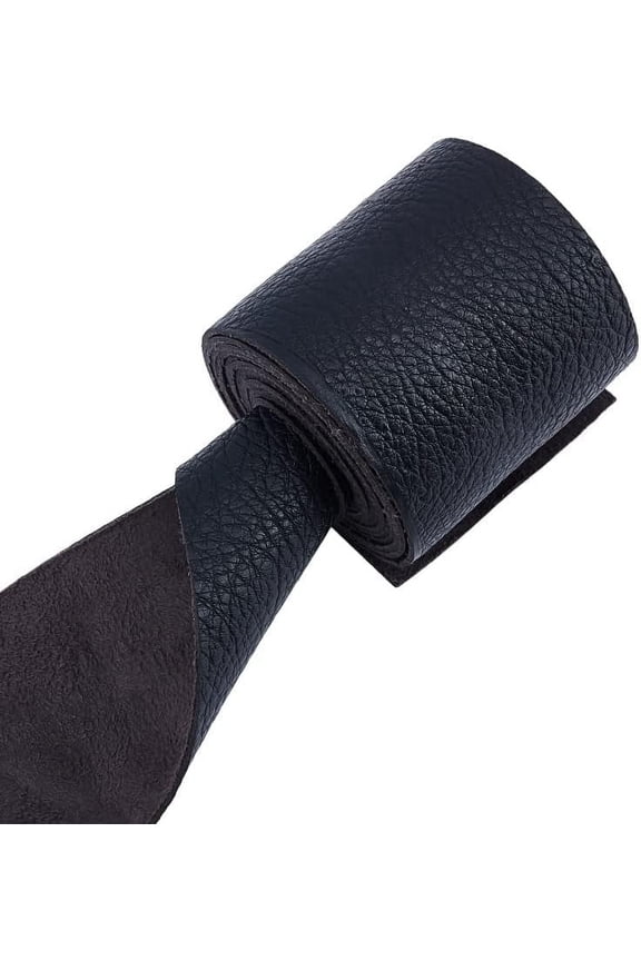 3 Inch Leather Blank Belt 2.1 YardsImitation Leather Cord Black Leather Belt Strip Grain Leather Strap Flat Leather Belt Blank