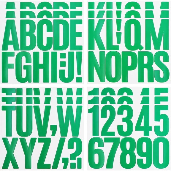 3 Inch Letter Stickers, 138 count Self Adhesive Alphabet Number Sticker for Mailbox, House Number and Water Bottle, Sticky Vinyl Symbol Stickers for DIY(12 Sheet Green)