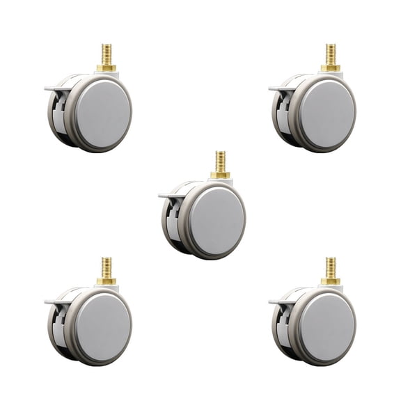 3 Inch MRI Safe Casters with Brakes  12mm Threaded Stem  Set of 5  SCC