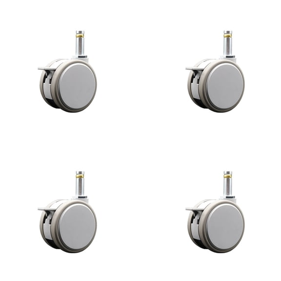 3 Inch MRI Safe Casters with Brakes 7/16 Inch Grip Ring Stem Set of 4 SCC
