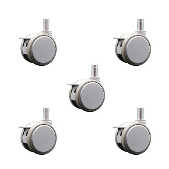 3 Inch MRI Safe Casters with Brakes 7/16 Inch Grip Ring Stem Set of 5 SCC