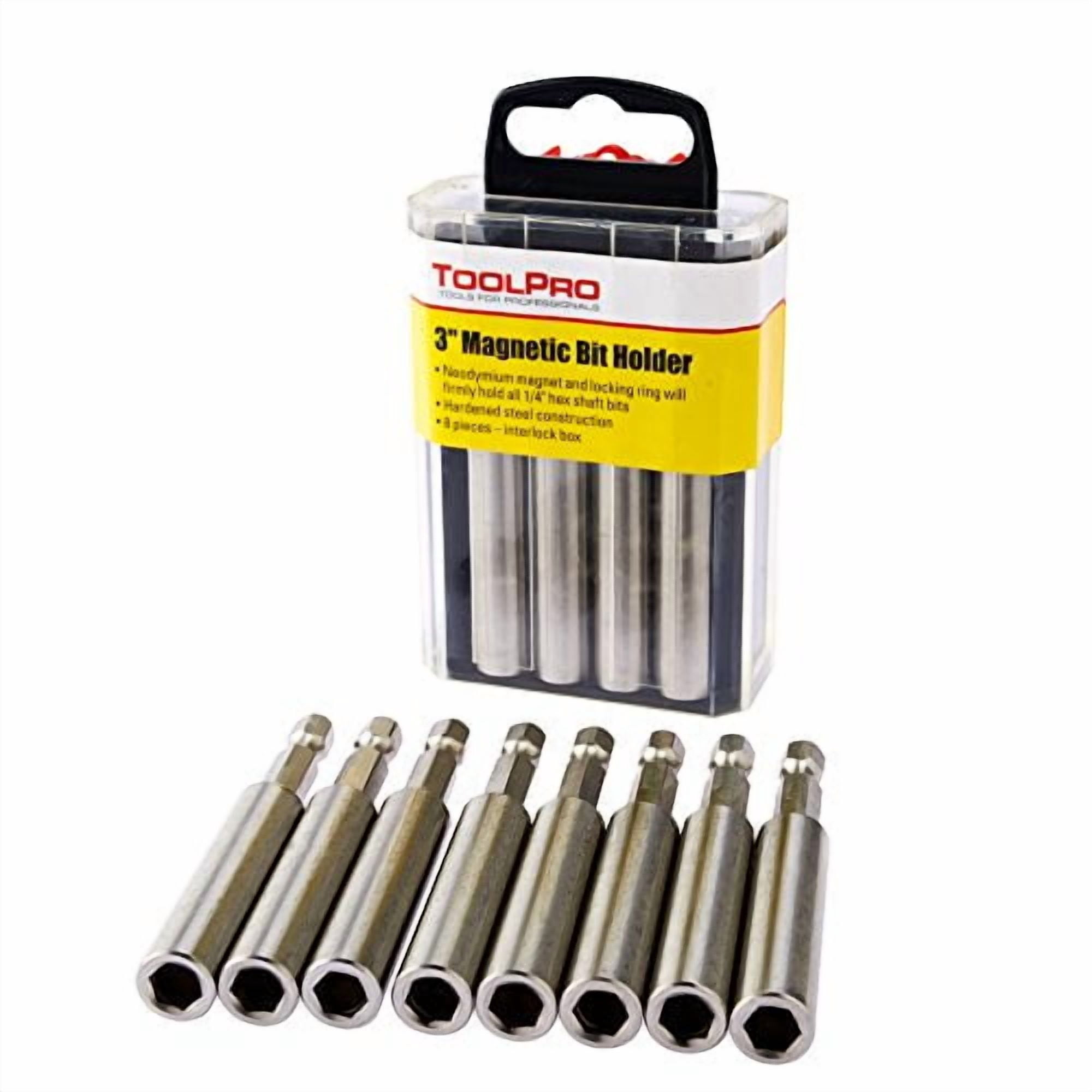 3 Inch Magnetic Bit Tip Holder - 8 Pieces in Interlocking Storage Box ...