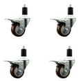 thumbnail image 1 of 3 Inch Maroon Poly Swivel 1-1/2 Inch Expanding Stem Caster Set Total Lock Brake, 1 of 2