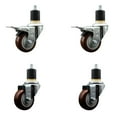 thumbnail image 1 of 3 Inch Maroon Poly Swivel 1-7/8 Inch Expanding Stem Caster Set 2 Brakes, 1 of 2