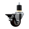 thumbnail image 1 of 3 Inch Maroon Poly Swivel 1-7/8 Inch Expanding Stem Caster with Brake SCC, 1 of 2