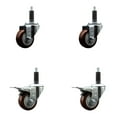 thumbnail image 1 of 3 Inch Maroon Poly Swivel 1 Inch Expanding Stem Caster Set 2 Total Lock Brakes, 1 of 2