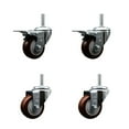 thumbnail image 1 of 3 Inch Maroon Poly Swivel 5/8 Inch Threaded Stem Caster Set 2 Total Lock Brakes, 1 of 2