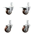 thumbnail image 1 of 3 Inch Maroon Poly Swivel 7/8 Inch Square Stem Caster Set 2 Total Lock Brakes, 1 of 2