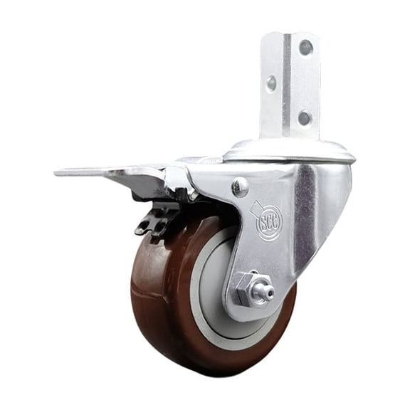 3 Inch Maroon Poly Swivel 7/8 Inch Square Stem Caster with Total Lock Brake SCC