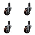 thumbnail image 1 of 3 Inch Maroon Poly Wheel Swivel 1-1/4 Inch Expanding Stem Caster Set SCC, 1 of 2