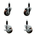 thumbnail image 1 of 3 Inch Maroon Poly Wheel Swivel 1-1/8 Inch Expanding Stem Caster Set 2 Brakes, 1 of 2