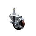 thumbnail image 1 of 3 Inch Maroon Poly Wheel Swivel 7/16 Inch Grip Ring Stem Caster with Brake, 1 of 2