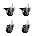 thumbnail image 1 of 3 Inch Maroon Polyurethane Wheel Swivel 3/4 Inch Square Stem Caster Set 2 Brakes, 1 of 2