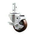 thumbnail image 1 of 3 Inch Maroon Polyurethane Wheel Swivel 3/4 Inch Square Stem Caster with Brake, 1 of 2