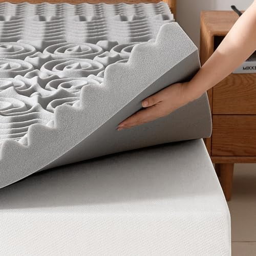 3 Inch Memory Foam Mattress Topper,5-Zone Bamboo Charcoal Infused ...