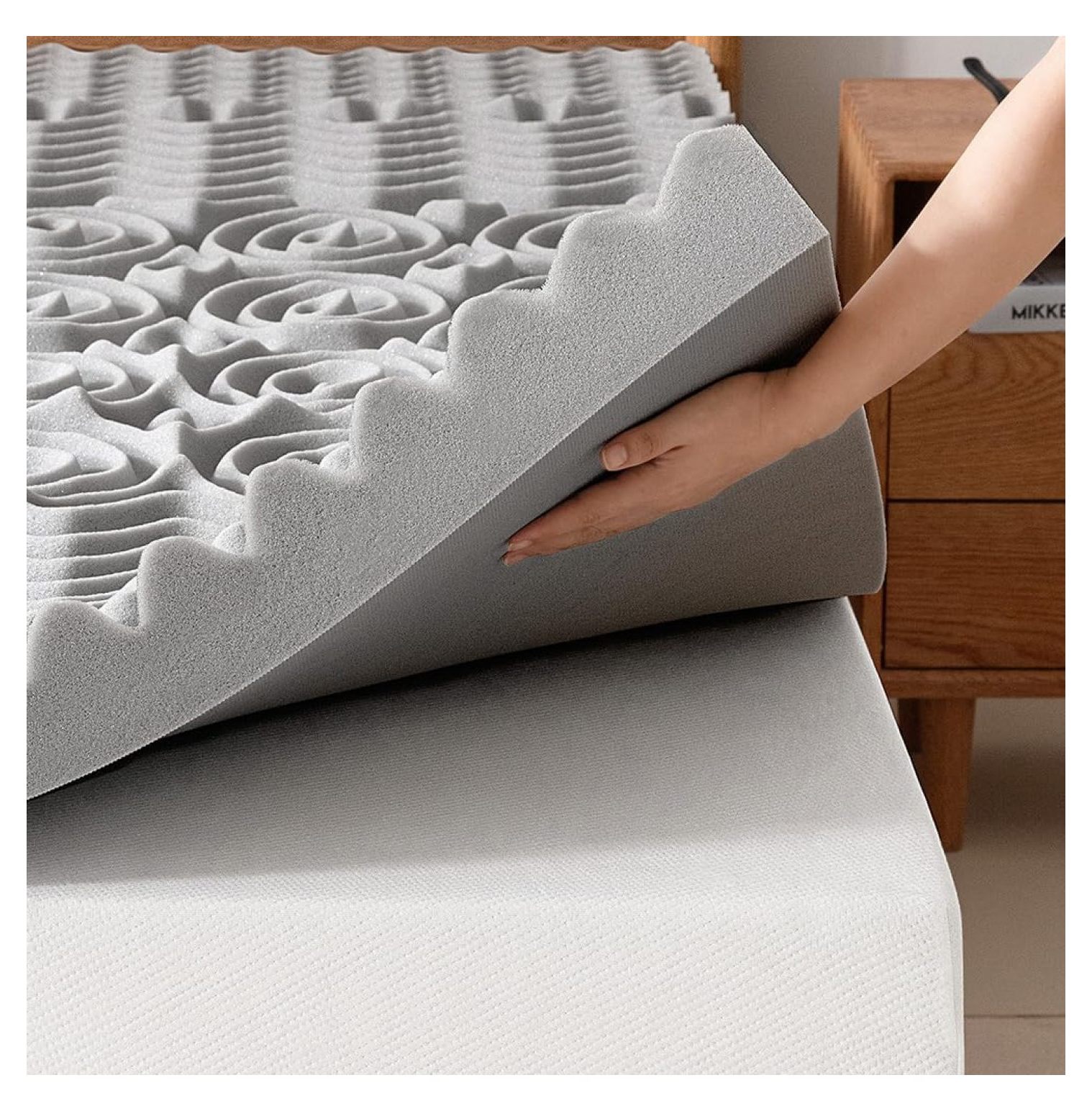 3 Inch Memory Foam Mattress Topper,5Zone Bamboo Charcoal Infused