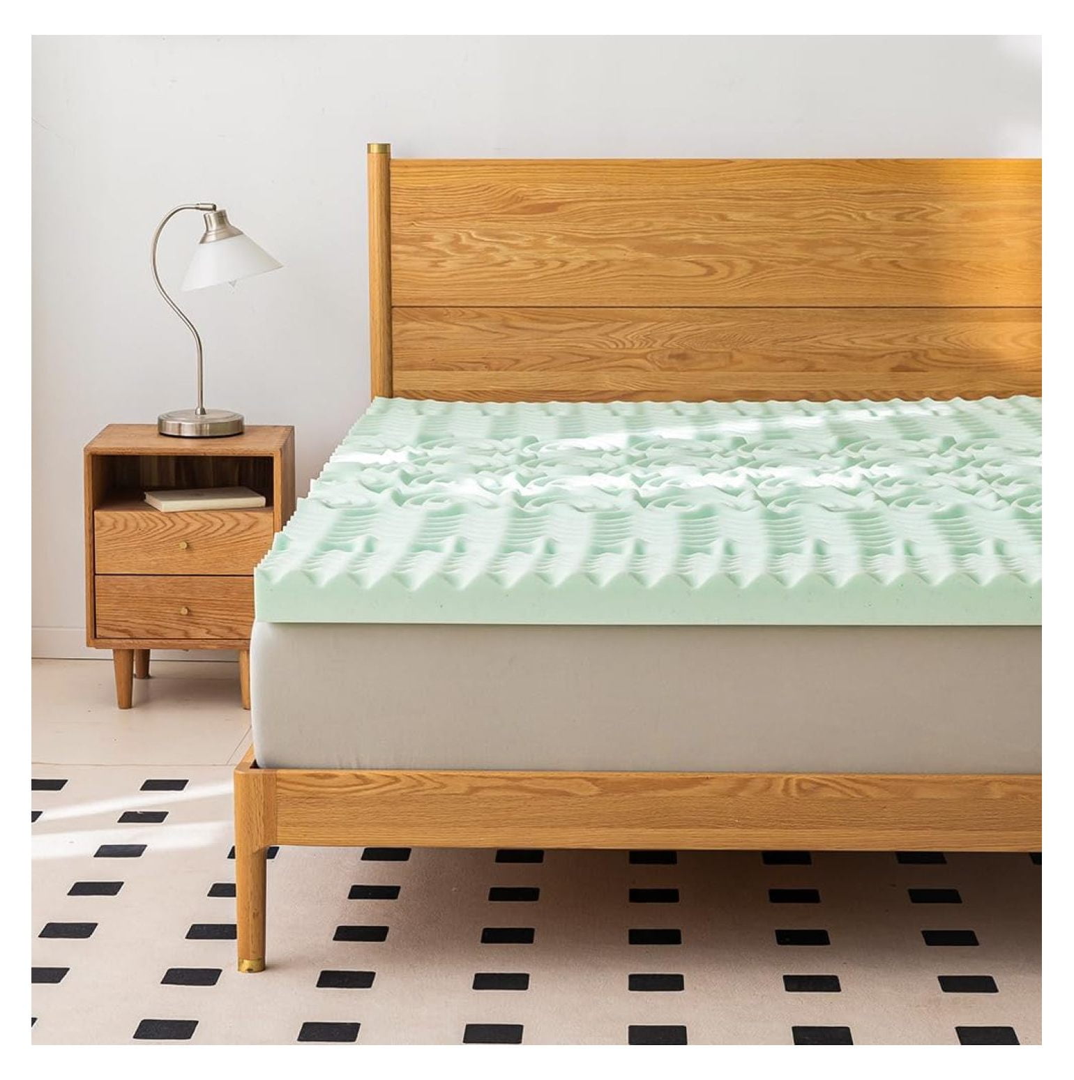 3 Inch Memory Foam Mattress Topper,5Zone Green Tea Mattress Pad for