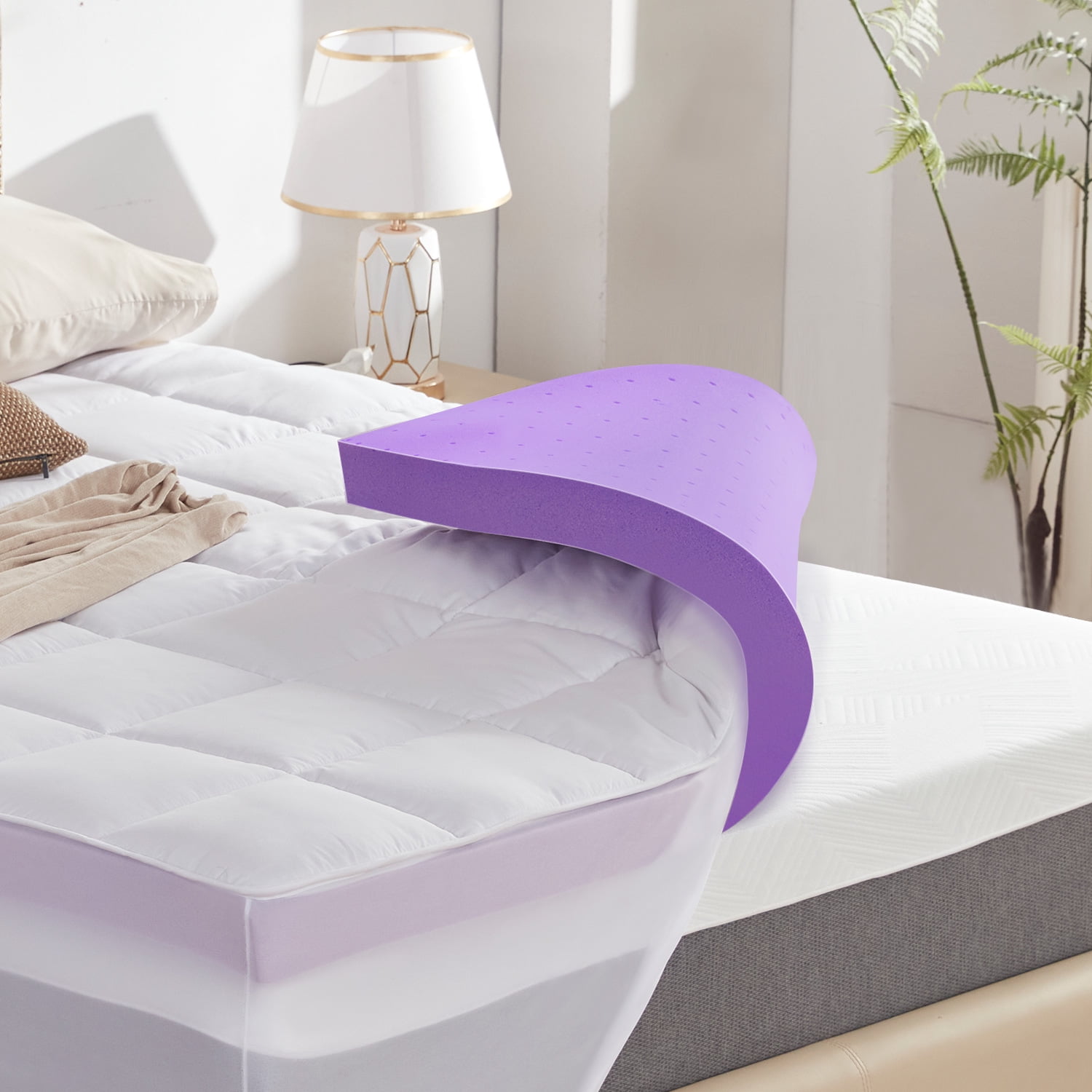 3 Inch Memory Foam Mattress Topper, Dual Layer Support, 2 Inch Cooling