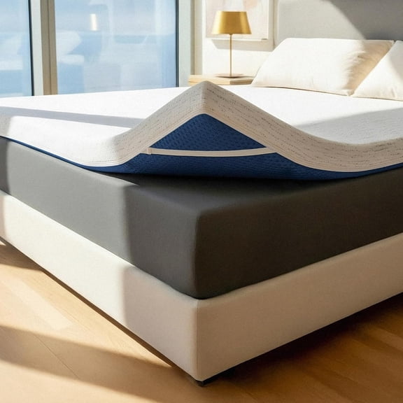 3 Inch Memory Foam Mattress Topper King - Select High Density Mattress Pad with Soft Removable Bamboo-Rayon Cover
