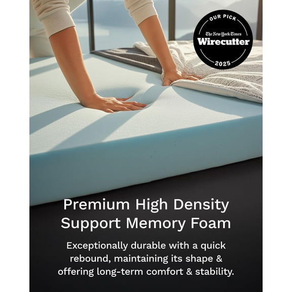 3 Inch Memory Foam Mattress Topper - Select High Density Gel-Infused Ventilated Soft Removable -Rayon Cover