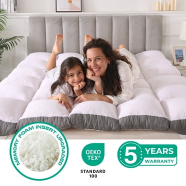 3 Inch Memory Foam Mattress Topper Twin Size by KINMEROOM | Fluffy & Soft Shredded Memory Foam Filled Pillow Top, Anti-Slip Bottom, 4 Anchor Elastic Bands, 75x39 Inch for Adult
