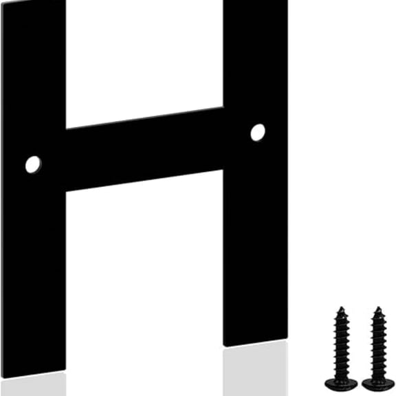 3 Inch Metal House Numbers Letters, Black House Address Letters, Outdoor Mailbox Numbers, Modern Metal Address Number Letter for Homes, Apartments, Farms, Outside (H)