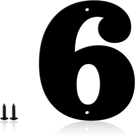 3 Inch Metal Modern House Numbers, House Address Letters and Numbers for Outside Signs - Metal Letters Door Numbers Signage Street Address Plaque for Garden Door Mailbox Dr (Number 6)
