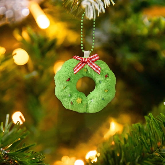3-Inch Mini White Christmas Plush Ornament - Soft Fuzzy Hanging Decor for Tree, Stocking Stuffer, Cute Holiday Party Decoration & Gift Green
