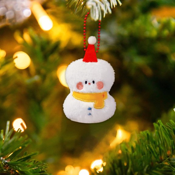 3-Inch Mini White Christmas Plush Ornament - Soft Fuzzy Hanging Decor for Tree, Stocking Stuffer, Cute Holiday Party Decoration & Gift White