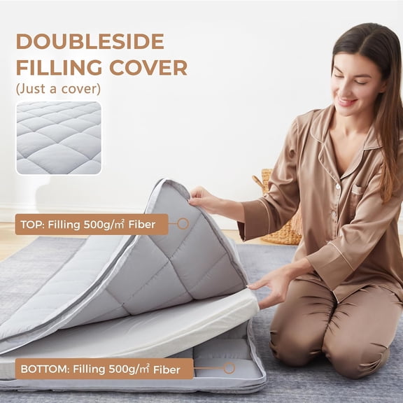 3Inch Narrow Twin Mattress Topper Cover(Only Cover),Cot Mattress Protector Bedding,Foam and Latex Mattress Cover with Zipper,Pillow Top and Bottom(75 x 30”) Gray