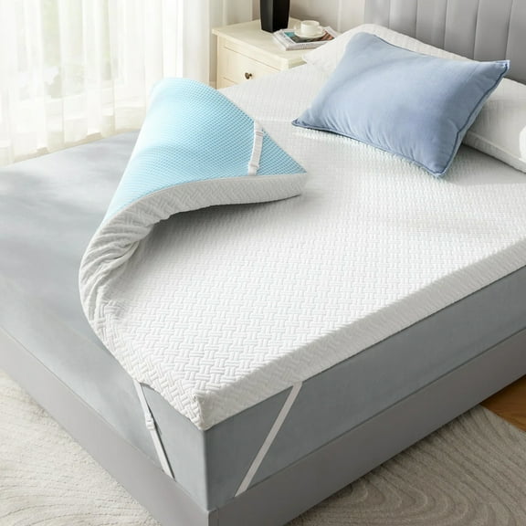 3 inch Non-Slip Gel Memory Foam Mattress Topper with Removable & Washable Cover, Pressure Relief, CertiPUR-US Certified - Queen