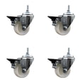 thumbnail image 1 of 3 Inch Nylon 3/8 Inch Threaded Stem Caster Set with Brake, 1 of 2