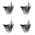 thumbnail image 1 of 3 Inch Nylon ½ Inch Threaded Stem Caster Set with Brake, 1 of 2