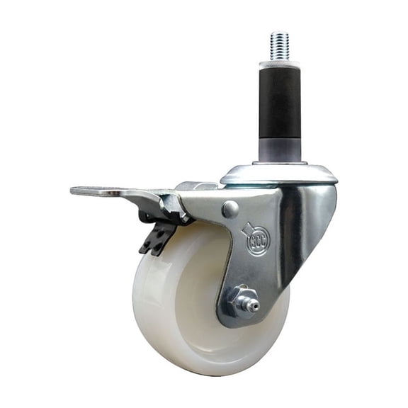 3 Inch Nylon Swivel 1-1/8 Inch Expanding Stem Caster Total Lock Brake SCC