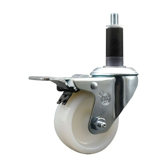 3 Inch Nylon Swivel 1-1/8 Inch Expanding Stem Caster Total Lock Brake SCC