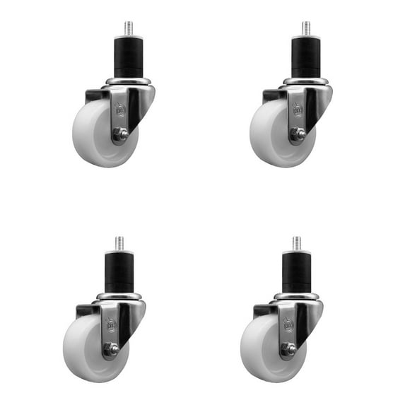3 Inch Nylon Wheel Swivel 1-3/4 Inch Expanding Stem Caster Set SCC