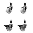 thumbnail image 1 of 3 Inch Nylon Wheel Swivel 1-3/8 Inch Expanding Stem Caster Set 2 Brakes SCC, 1 of 2