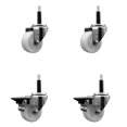 thumbnail image 1 of 3 Inch Nylon Wheel Swivel 3/4 Inch Expanding Stem Caster Set 2 Brakes SCC, 1 of 2
