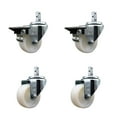 thumbnail image 1 of 3 Inch Nylon Wheel Swivel 3/4 Inch Square Stem Caster Set 2 Brakes SCC, 1 of 2