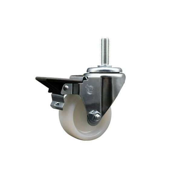 3 Inch Nylon Wheel Swivel 5/8 Inch Threaded Stem Caster with Brake SCC
