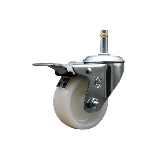 3 Inch Nylon Wheel Swivel 7/16 Inch Grip Ring Stem Caster Total Lock Brake SCC
