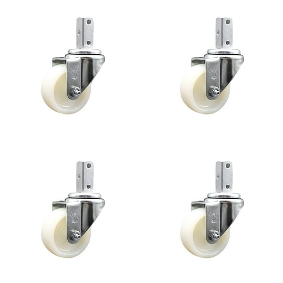 3 Inch Nylon Wheel Swivel 7/8 Inch Square Stem Caster Set Service Caster Brand