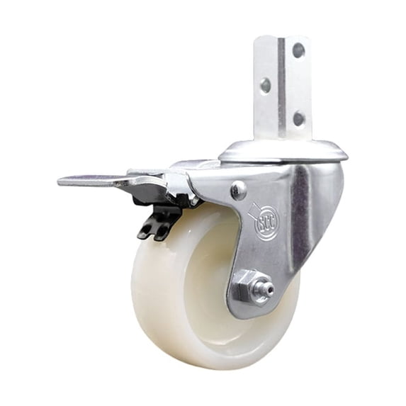 3 Inch Nylon Wheel Swivel 7/8 Inch Square Stem Caster with Total Lock Brake SCC