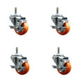 thumbnail image 1 of 3 Inch Orange Poly Swivel 7/16 Inch Grip Ring Stem Caster Set with Brake, 1 of 2