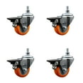 thumbnail image 1 of 3 Inch Orange Polyurethane 10MM Threaded Stem Caster Set with Brake, 1 of 1