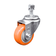 thumbnail image 1 of 3 Inch Orange Polyurethane Wheel Swivel 12mm Threaded Stem Caster SCC, 1 of 2