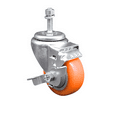 thumbnail image 1 of 3 Inch Orange Polyurethane Wheel Swivel 3/8 Inch Threaded Stem Caster with Brake, 1 of 2