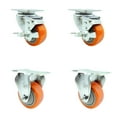 thumbnail image 1 of 3 Inch Orange Poly Wheel Swivel Top Plate Caster Set with 2 Brake 2 Rigid, 1 of 1
