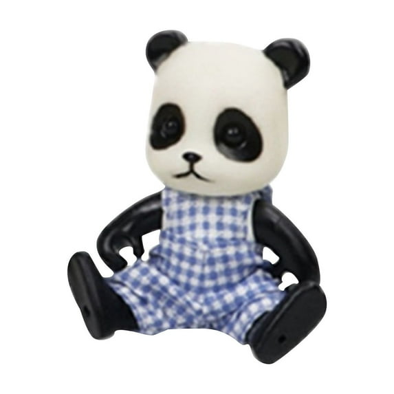 3 Inch Panda Figurine Miniature Animal Doll with Removable Outfit Simulation Model for Display Ornaments and Creative Scene Building